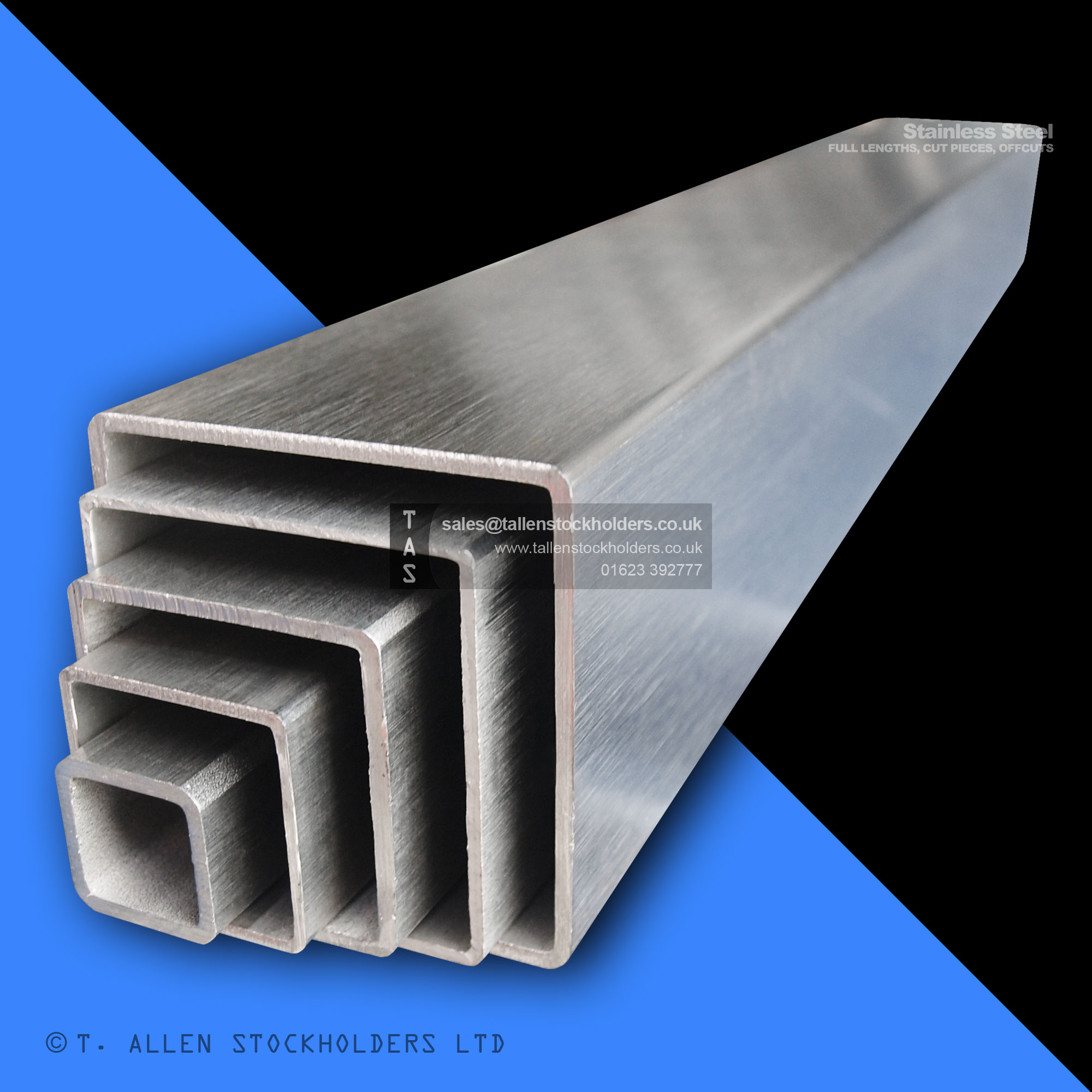 304 & 316 Stainless Steel Square Box Section (SHS) – Brushed Stainless Tube